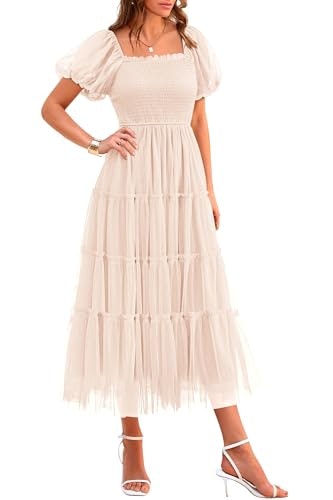 Prettygarden Women's Smocked Tulle Midi Dress: $47.19 Prettygarden Women's Smocked Tulle Midi Dress: $47.19