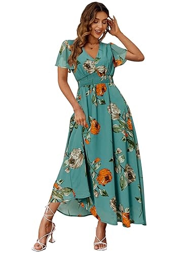 Simplee Women's Casual Floral V-Neck Maxi Dress: $47.59 Simplee Women's Casual Floral V-Neck Maxi Dress: $47.59