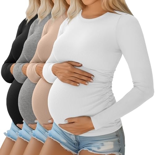 Ficerd Women's Long Sleeve Maternity Shirt 4-Pack: $37.39 Ficerd Women's Long Sleeve Maternity Shirt 4-Pack: $37.39