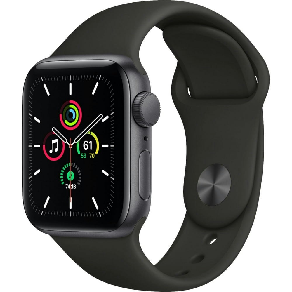 Refurbished Apple Watch SE 40mm Space Gray Aluminum Case with Black Sport Band: $119.99