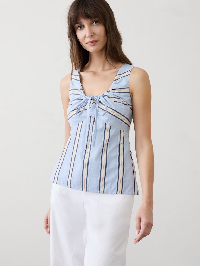 Poplin Cinched Neck-Tie Top: $59.97 Poplin Cinched Neck-Tie Top: $59.97