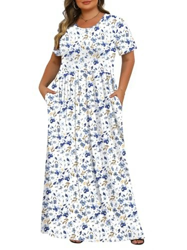 Tencede Women's Plus Size Maxi Dress with Pockets: $26.98 Tencede Women's Plus Size Maxi Dress with Pockets: $26.98