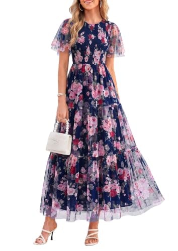 Prettygarden Women's Tulle Floral Maxi Dress: $49.29 Prettygarden Women's Tulle Floral Maxi Dress: $49.29