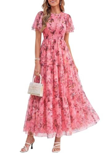 Prettygarden Women's Tulle Floral Maxi Dress: $49.28
