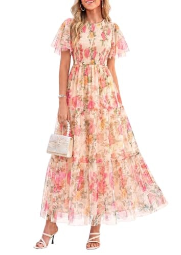 Prettygarden Women's Tulle Floral Maxi Dress: $49.28 Prettygarden Women's Tulle Floral Maxi Dress: $49.28