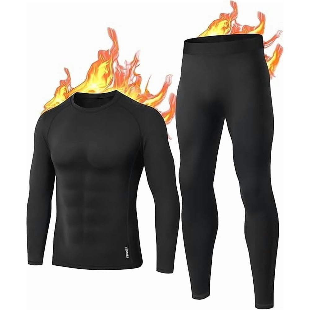 Men's Fleece Lined Thermal Long John Set: $15.18