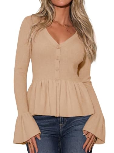 Flowyair Women's V-Neck Long-Sleeve Peplum Cardigan: $19.98 Flowyair Women's V-Neck Long-Sleeve Peplum Cardigan: $19.98