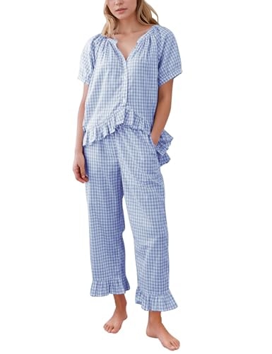 Pehmea Women's Plaid Gingham 2-Piece Pajama Set: $24.59