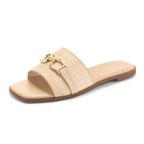 Rihero Women's Raffia Flat Square Toe Sandals: $19.98 Rihero Women's Raffia Flat Square Toe Sandals: $19.98