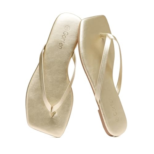 Gorfen Women's Square Toe Leather Flip Flops: $24.69