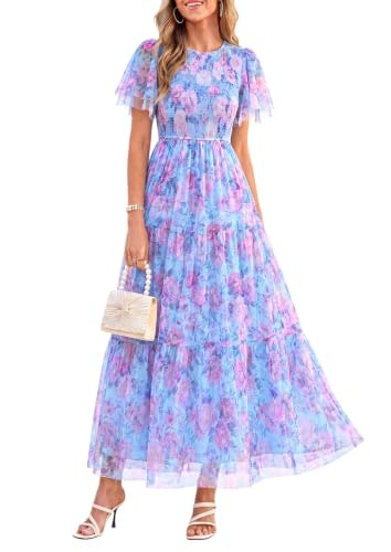 Prettygarden Women's Tulle Floral Maxi Dress: $49.28 Prettygarden Women's Tulle Floral Maxi Dress: $49.28