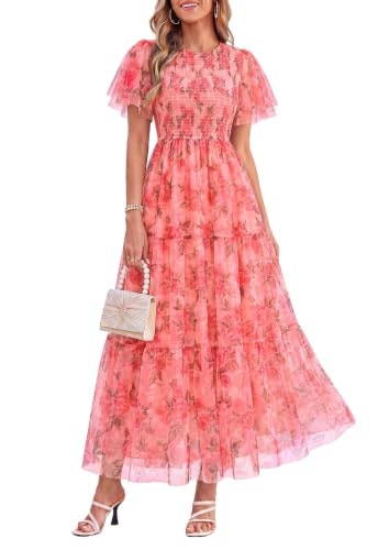 Prettygarden Women's Tulle Floral Maxi Dress: $49.29