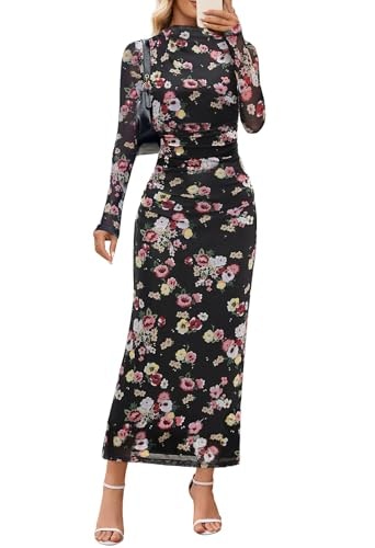 Merokeety Women's Long Sleeve Floral Maxi Dress: $39.98
