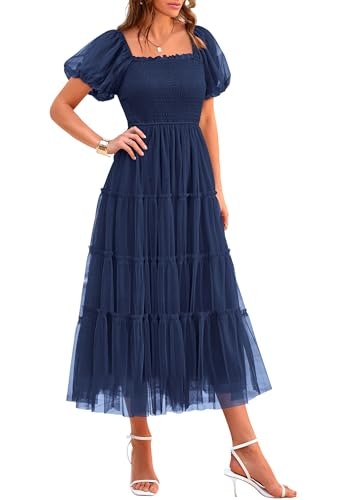 Prettygarden Women's Smocked Tulle Midi Dress: $46.39 Prettygarden Women's Smocked Tulle Midi Dress: $46.39