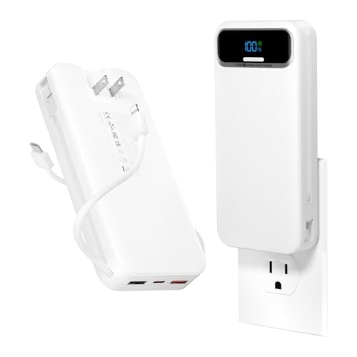 Aonidi 20,000mAh Portable Charger with Built-in Cables and AC Wall Plug: $39.97