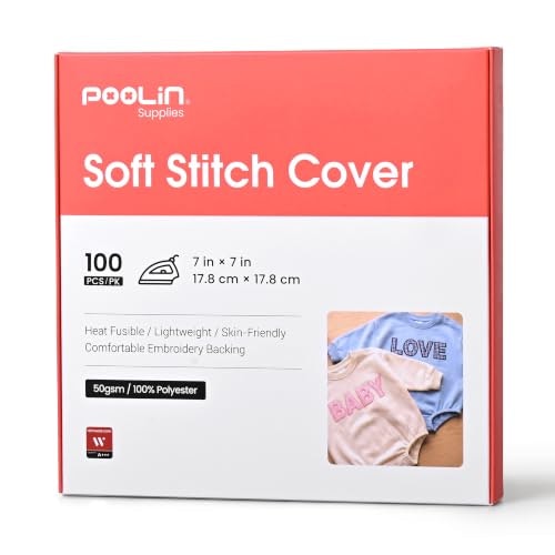 Poolin 7" x 7" Heat Fusible Embroidery Backing 100-Pack: $25.49 Poolin 7" x 7" Heat Fusible Embroidery Backing 100-Pack: $25.49
