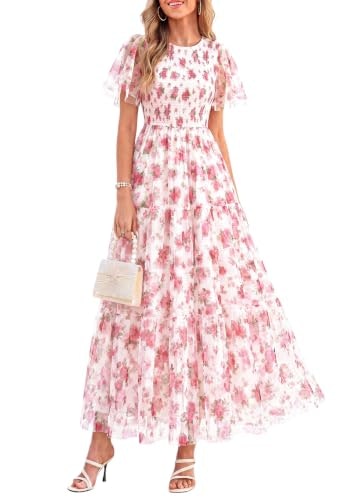 Prettygarden Women's Tulle Floral Maxi Dress: $49.28 Prettygarden Women's Tulle Floral Maxi Dress: $49.28