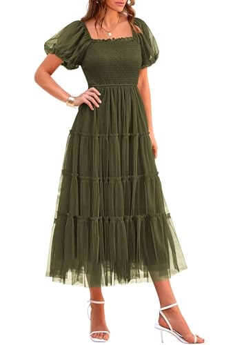 Prettygarden Women's Smocked Tulle Midi Dress: $47.99 Prettygarden Women's Smocked Tulle Midi Dress: $47.99