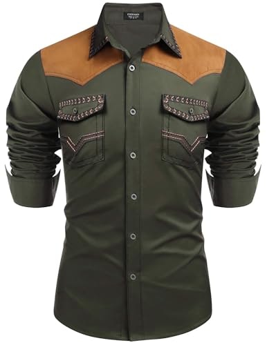 Coofandy Men's Western Embroidered Button Down Shirt: $29.74 Coofandy Men's Western Embroidered Button Down Shirt: $29.74