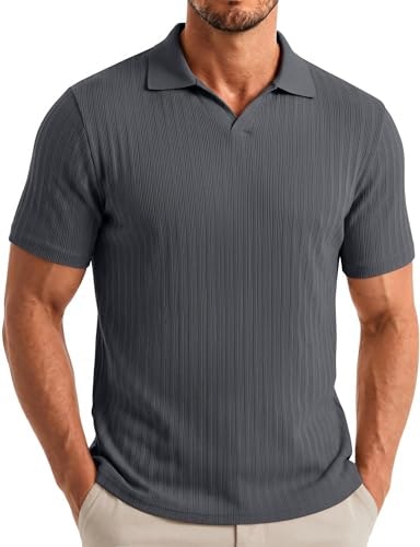 Coofandy Men's V-Neck Ribbed Knit Polo Shirt: $16.19 Coofandy Men's V-Neck Ribbed Knit Polo Shirt: $16.19