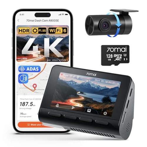 70mai A800SE 4K Front and Rear Dash Cam with 128GB Card: $89.97 70mai A800SE 4K Front and Rear Dash Cam with 128GB Card: $89.97