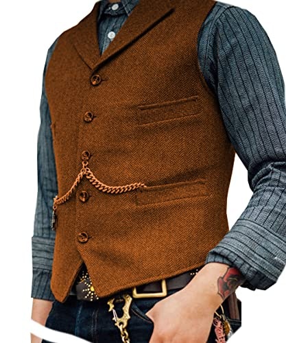 Ceehuteey Men's Classic Wool Tweed Herringbone Suit Vest: $23.72