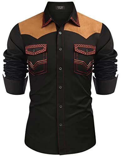 Coofandy Men's Western Embroidered Long Sleeve Casual Shirt: $25.64 Coofandy Men's Western Embroidered Long Sleeve Casual Shirt: $25.64