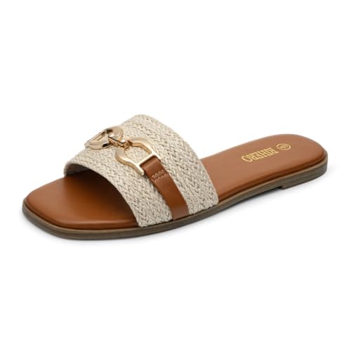 Rihero Women's Raffia Square Toe Buckle Sandals: $30.59 Rihero Women's Raffia Square Toe Buckle Sandals: $30.59