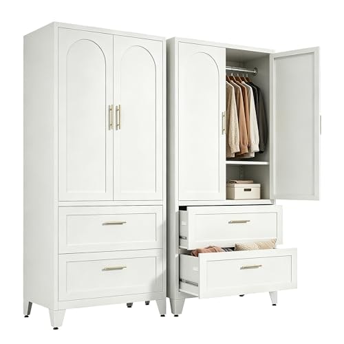 71-Inch Metal Wardrobe Cabinet with Drawers and Hanging Rod: $206.10 71-Inch Metal Wardrobe Cabinet with Drawers and Hanging Rod: $206.10