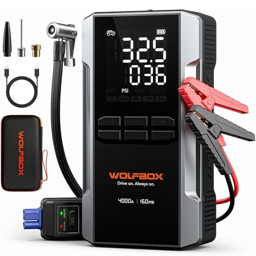Wolfbox MV24A 4,000A Jump Starter and 160-PSI Air Compressor: $129.99 Wolfbox MV24A 4,000A Jump Starter and 160-PSI Air Compressor: $129.99