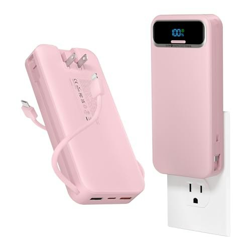 Aonidi 20,000mAh Portable Charger with Built-in Cables and AC Wall Plug: $39.97