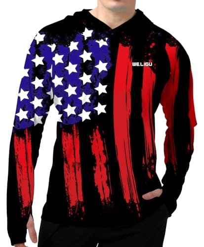 Weligus Men's American Flag UPF 50+ Fishing Hoodie: $19.98