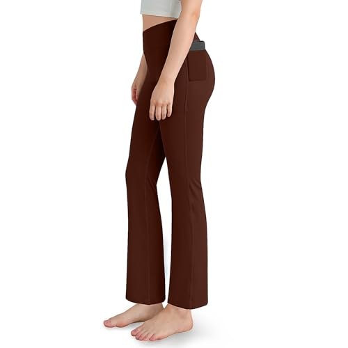 Girls' High-Waisted Flared Yoga Pants with Pockets: $6.20