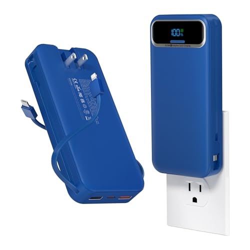 Aonidi 20,000mAh Portable Charger with Built-in Cables and AC Plug: $37.99