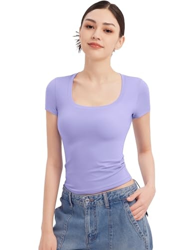 Pumiey Women's Scoop Neck Short Sleeve Crop Top: $17.99