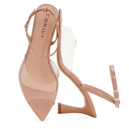 Comjuy Women's Clear Peep Toe Kitten Heeled Sandals: $36.54 Comjuy Women's Clear Peep Toe Kitten Heeled Sandals: $36.54
