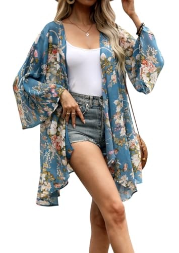 Olrain Women's Floral Bell Sleeve Kimono Cardigan: $9.97 Olrain Women's Floral Bell Sleeve Kimono Cardigan: $9.97