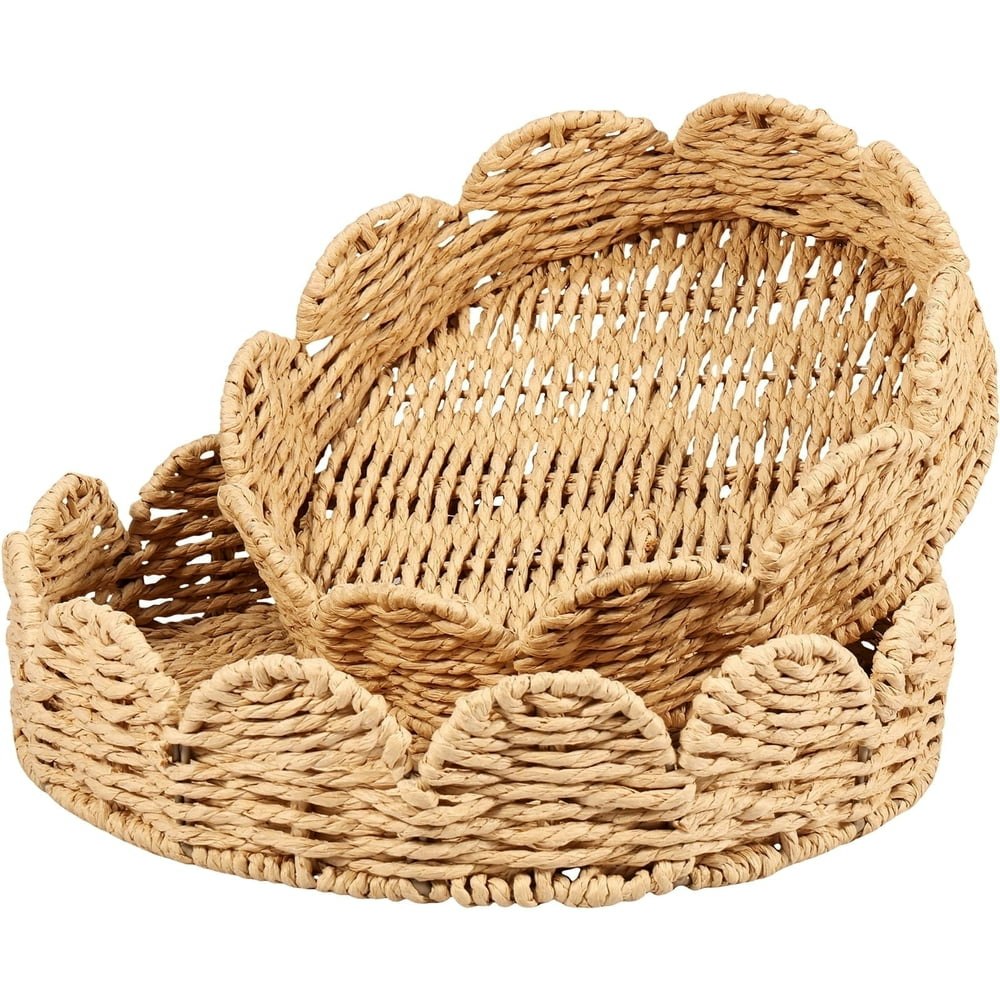 Keyohome Scalloped Hand-Woven Storage Basket 2-Pack: $17.99 Keyohome Scalloped Hand-Woven Storage Basket 2-Pack: $17.99