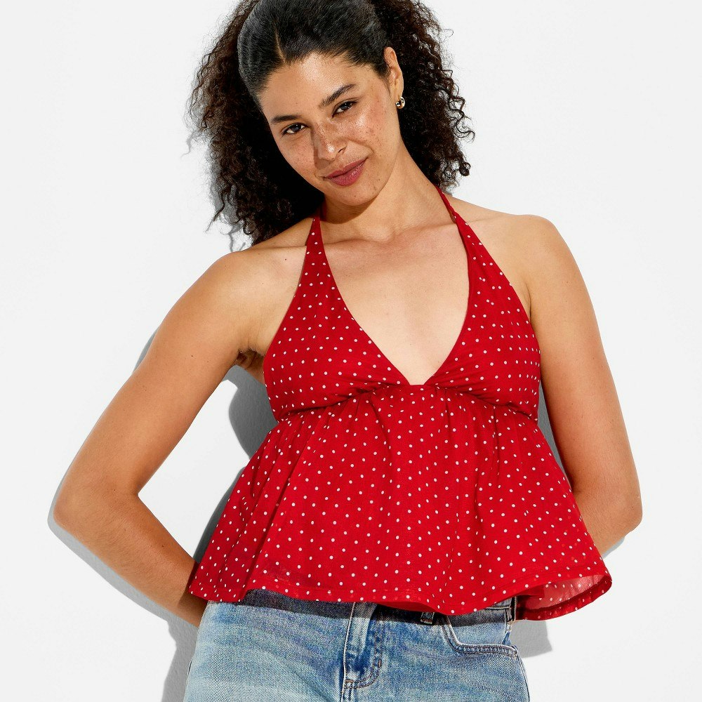 Wild Fable Women's Polka Dot Babydoll Halter Top: $20