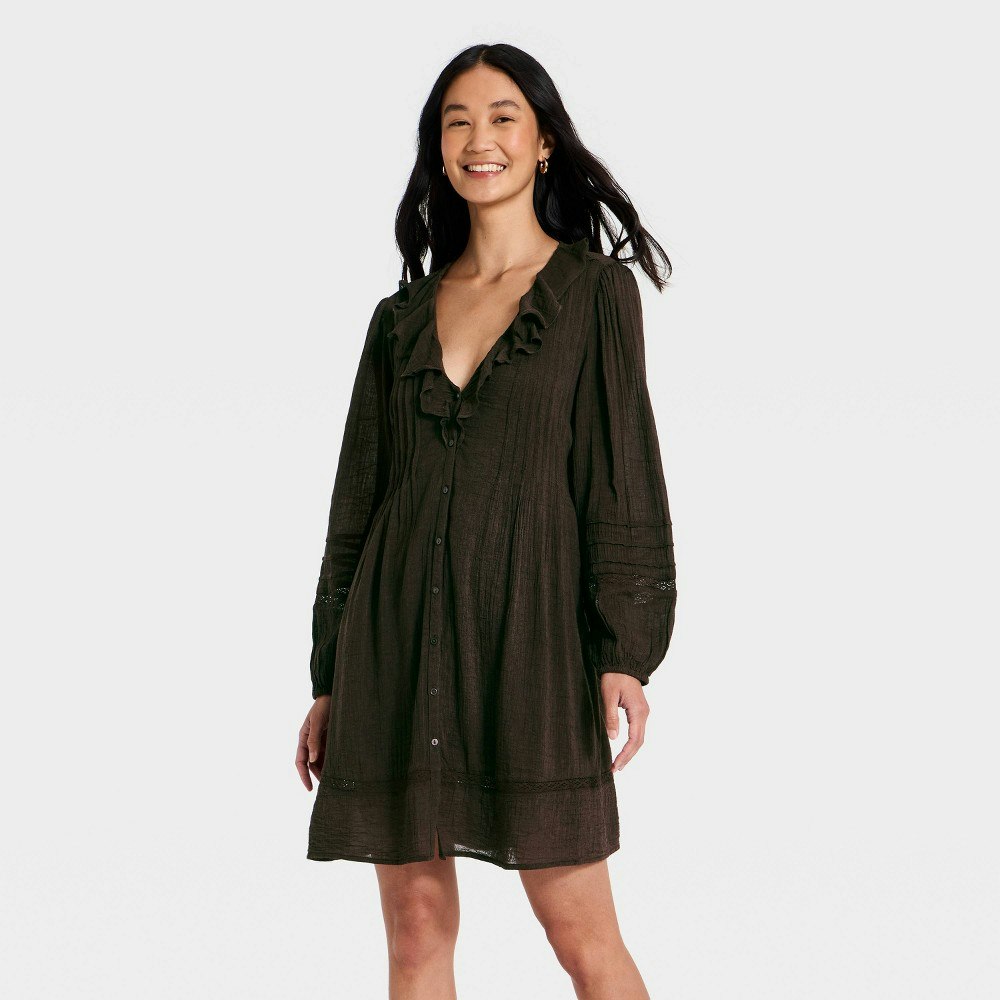 Universal Thread Women's Long Sleeve Ruffle Mini Dress: $38 Universal Thread Women's Long Sleeve Ruffle Mini Dress: $38