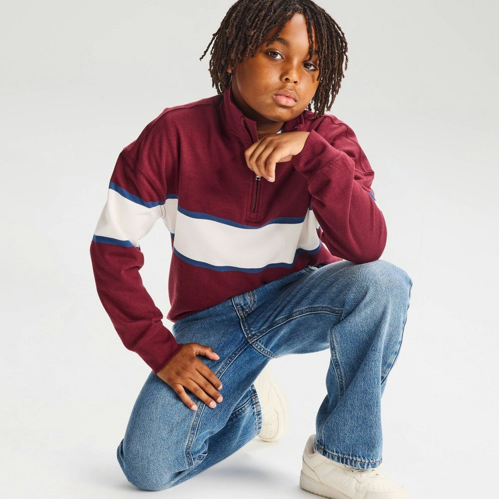 Cat & Jack Boys' Colorblock French Terry Quarter Zip Pullover Sweatshirt: $20