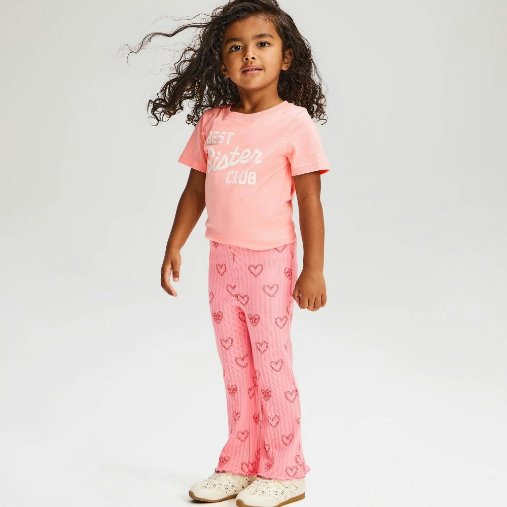 Cat & Jack Toddler Girls' Heart Print Flare Leggings 5T: $8
