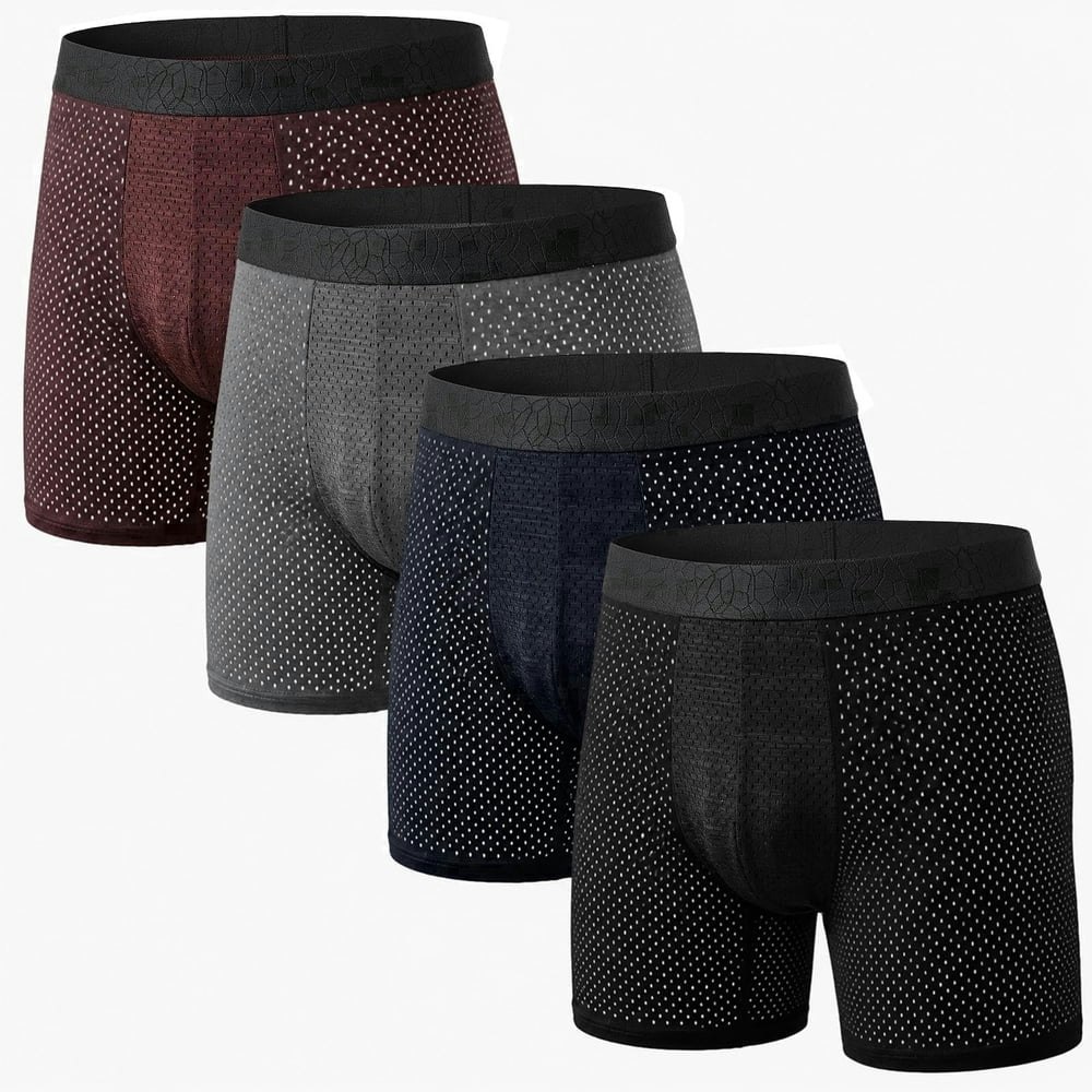 Caidienu Men's Cooling Mesh Boxer Briefs 4-Pack: $16.96