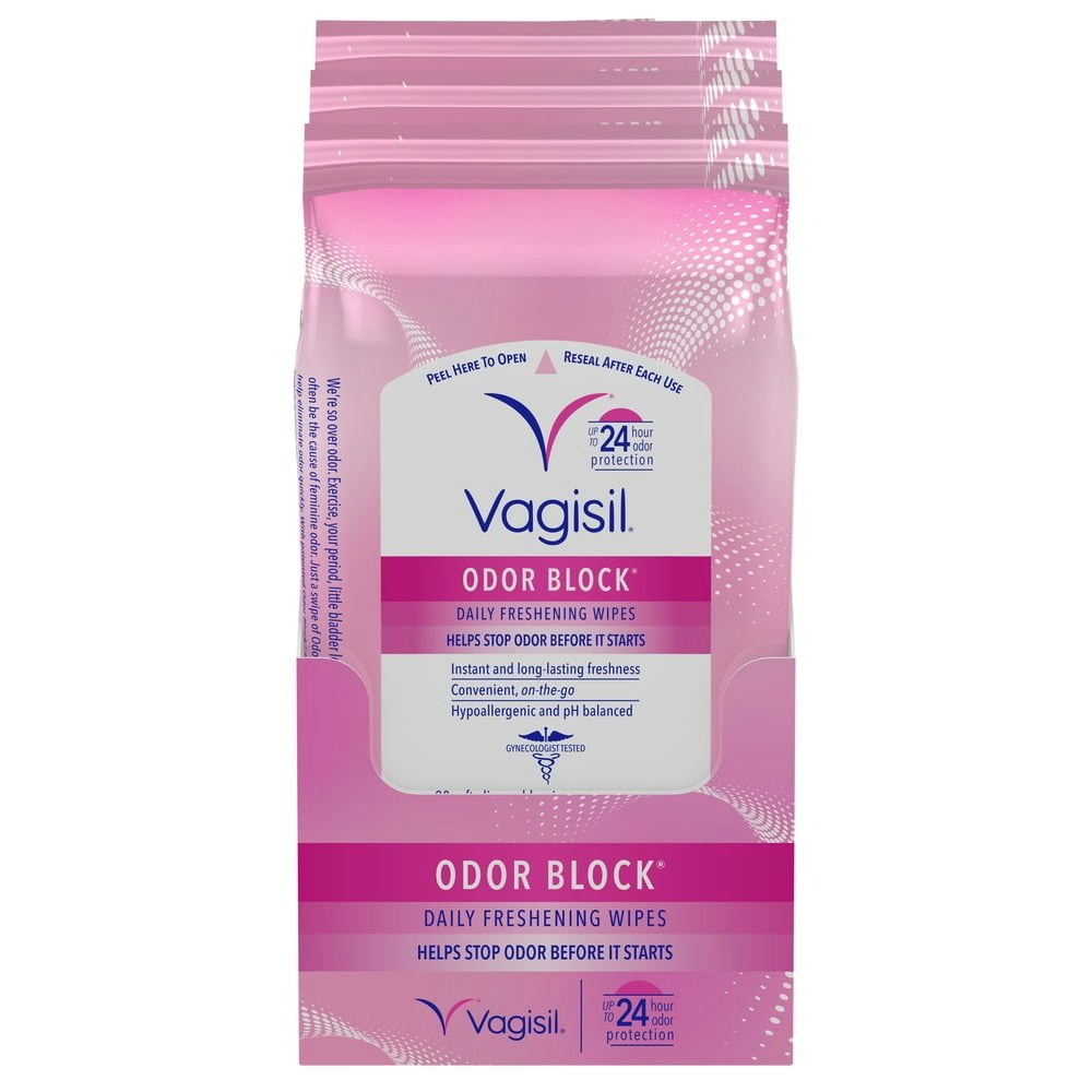 Vagisil Odor Block Daily Freshening Feminine Wipes 20-Count 3-Pack: $12.30 Vagisil Odor Block Daily Freshening Feminine Wipes 20-Count 3-Pack: $12.30