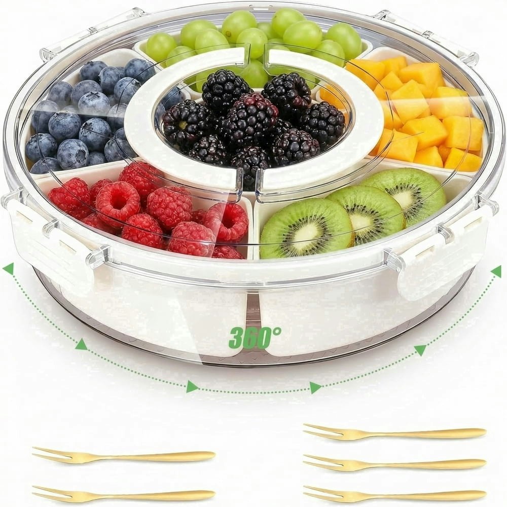 Lylhzrmdgc 6-Compartment Portable Snack Spinner Serving Tray: $16.99 Lylhzrmdgc 6-Compartment Portable Snack Spinner Serving Tray: $16.99