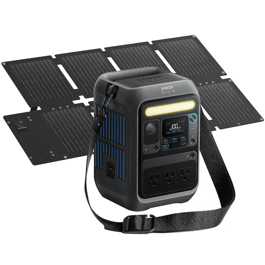 Anker Solix C300X 288Wh Portable Power Station w/ 60W Solar Panel: $300