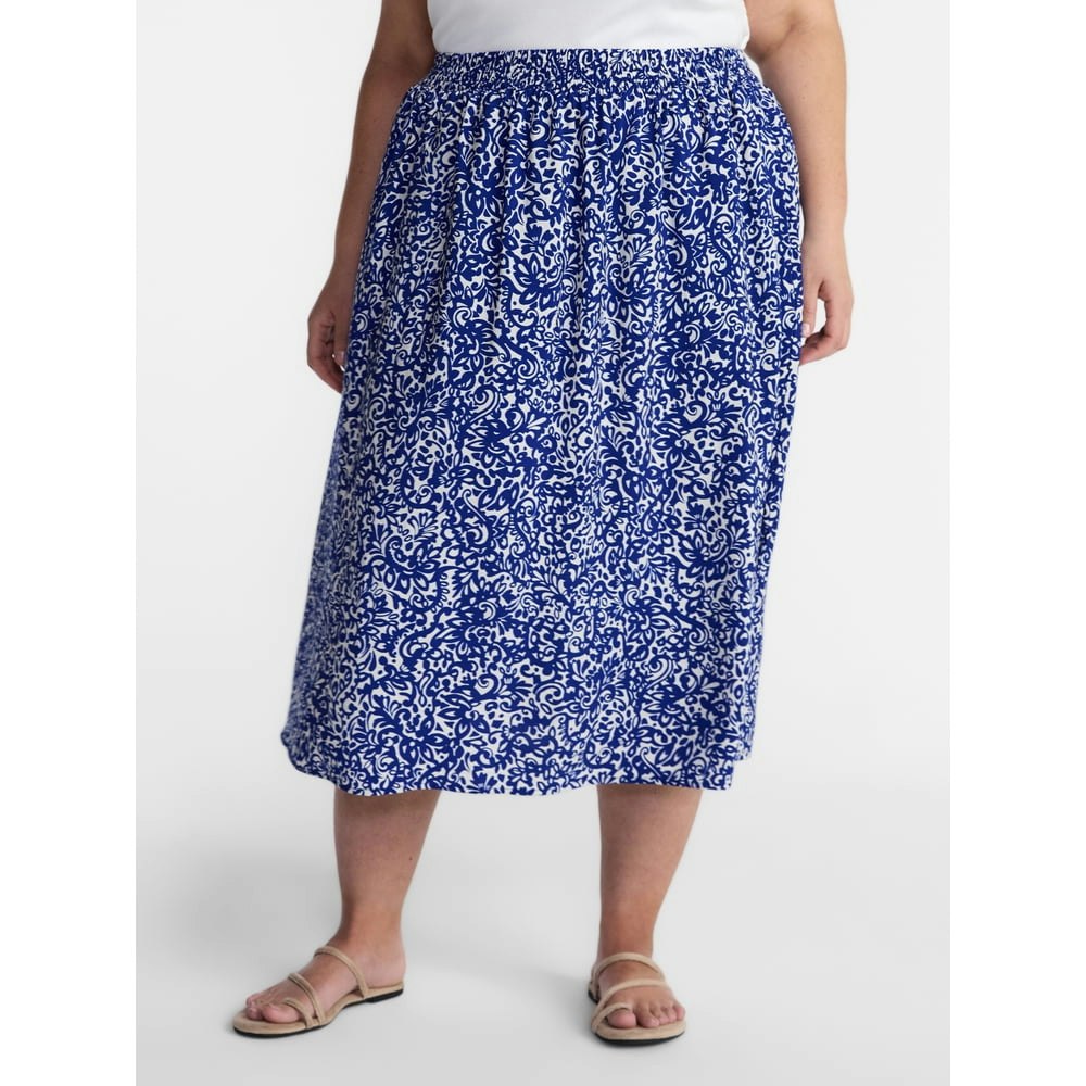Terra & Sky Women’s Plus A-Line Midi Skirt: $19 Terra & Sky Women’s Plus A-Line Midi Skirt: $19