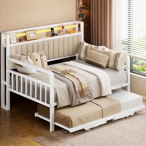 Daybed with Trundle, Storage Headboard, and Charging Station: $229.99 Daybed with Trundle, Storage Headboard, and Charging Station: $229.99