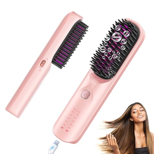 10,000mAh Cordless Hair Straightener Brush: $65.41