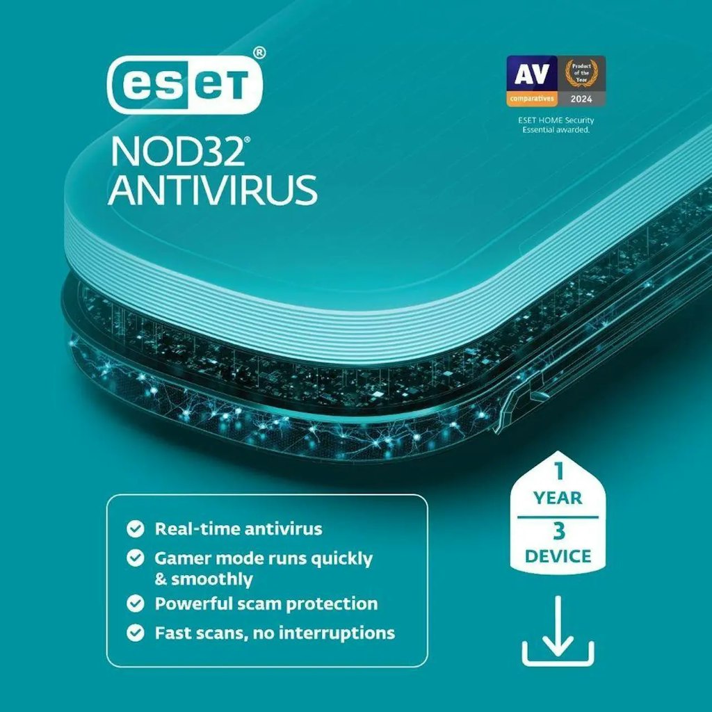 ESET NOD32 3-Device 1-Year Antivirus 2026 Subscription: $13